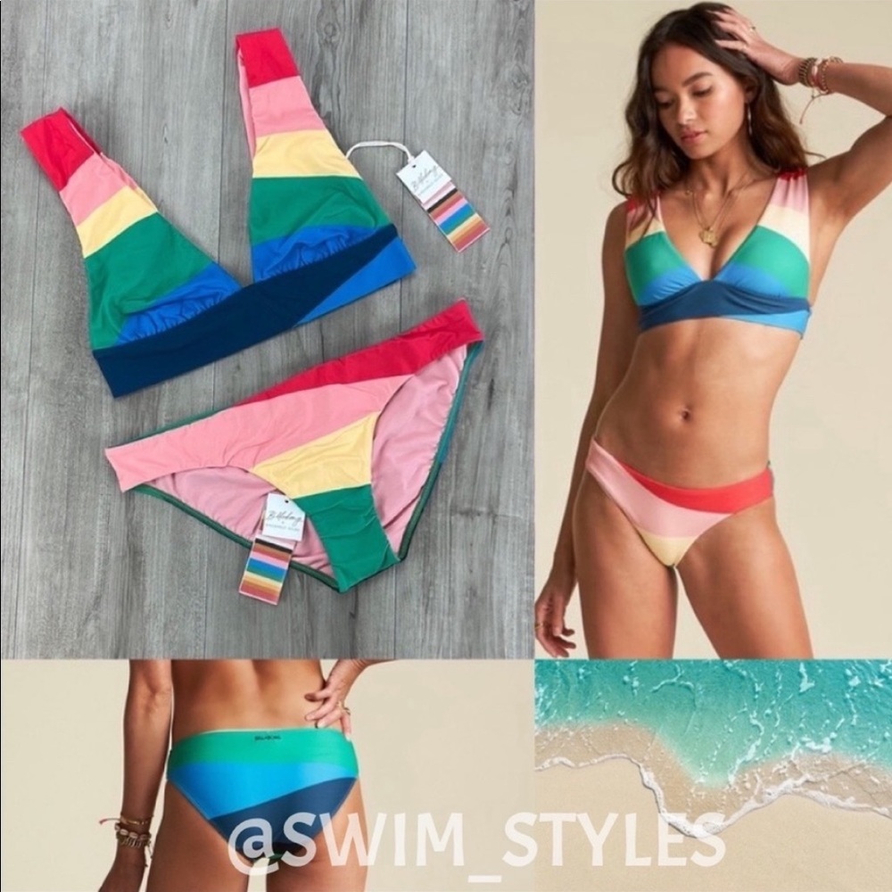 ☀️BILLABONG☀️ MAS FIESTAS PLUNGE LOW RIDING BIKINI SET - Picture 1 of 11